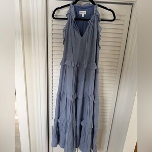 Bobeau Blue Ruffle Maxi Dress